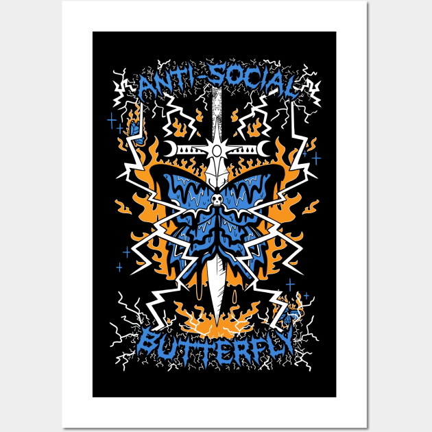 Anti-Social Butterfly (blue) Wall Art by Angelbeast